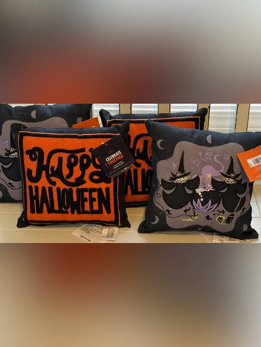 4 Celebrate Together Halloween 10” x 10”Throw Pillows new trick or treat